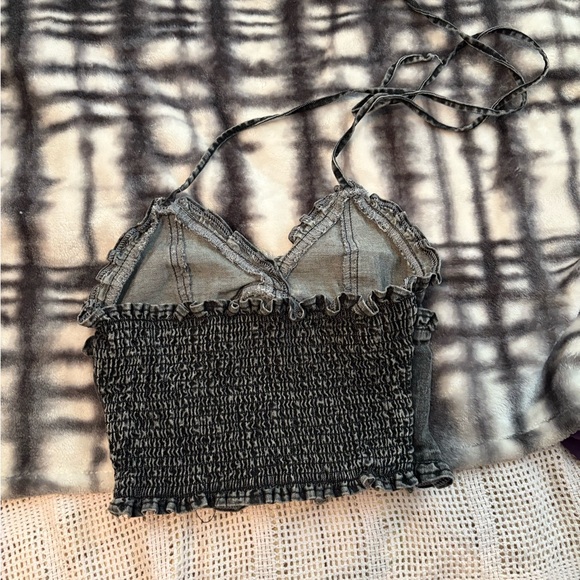 Black Denim Halter Top - Picture 2 of 2